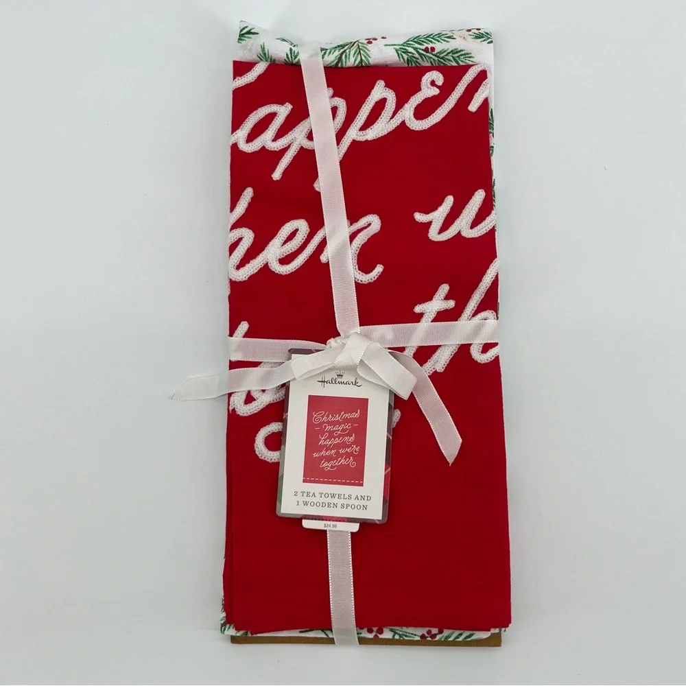 NWT Hallmark Christmas Tea Towels Set of 2 Festive Holiday